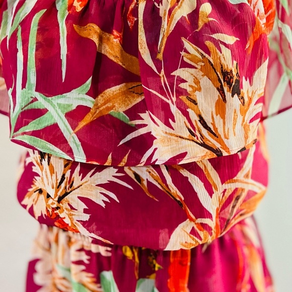 Express Floral Off The Shoulder Maxi Dress RED XS Like new condition - Picture 8 of 12